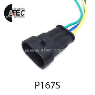 Автомобильный разъём герметичный штыревой 3-х контактный аналог AMP TE 282105-1 серии SuperSeaL 1,5 с проводом Автомобильный разъём герметичный штыревой 3-х контактный аналог AMP TE 282105-1 серии SuperSeaL 1,5 с проводом