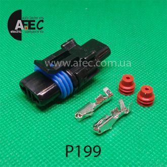 Автомобільний роз'єм герметичний гніздовий 2-х контактний аналог Delphi 12020599 серії 2.8мм для ламп H27 Автомобільний роз'єм герметичний гніздовий 2-х контактний аналог Delphi 12020599 серії 2.8мм для ламп H27