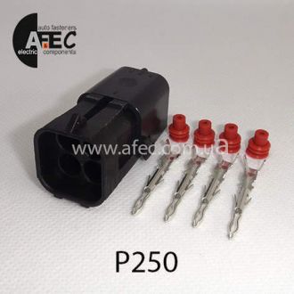 Автомобильный разъём герметичный штыревой 4-х контактный аналог Delphi 12015024 WEATHER-PACK серии 2,5мм для жгута бензонасоса датчика кислорода ВАЗ Автомобильный разъём герметичный штыревой 4-х контактный аналог Delphi 12015024 WEATHER-PACK серии 2,5мм для жгута бензонасоса датчика кислорода ВАЗ