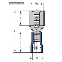 Клемма изолированная гнездовая (мама) серии 6.3 мм под кабель 0.5-1.5мм2 FDV1-250