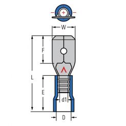 Клемма изолированная штыревая (папа) серии 4.8 мм под кабель 0.5-1.5мм2 MDV1-187(5)