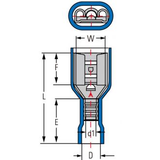 Клемма изолированная гнездовая (мама) серии 6.3 мм под кабель 0.5-1.5мм2 FDFV2-250 Клемма изолированная гнездовая (мама) серии 6.3 мм под кабель 0.5-1.5мм2 FDFV2-250