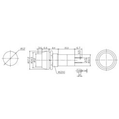 Автомобільна кнопка з фіксацією 12V 2к під отвір 12мм PBS-11A чорна