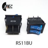 Автомобільний перемикач подвійний з підсвічуванням 35A 12V 6к під отвір 21*27мм IRS-2101-1C синій