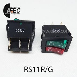 Автомобільний перемикач подвійний з підсвічуванням 35A 12V 6к під отвір 21*27мм IRS-2101-1C червоний/зелений Автомобільний перемикач подвійний з підсвічуванням 35A 12V 6к під отвір 21*27мм IRS-2101-1C червоний/зелений