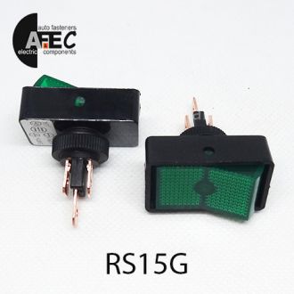 Автомобильный переключатель с подсветкой 20A 12V 3к под отверстие 12мм ASW-11D зеленый Автомобильный переключатель с подсветкой 20A 12V 3к под отверстие 12мм ASW-11D зеленый