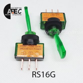 Автомобильный тумблер с подсветкой 20A 12V 3к под отверстие 12мм ASW-13D зеленый Автомобильный тумблер с подсветкой 20A 12V 3к под отверстие 12мм ASW-13D зеленый