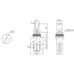 Автомобильный тумблер 20A 12V 3к под отверстие 12,2мм ASW-14-101