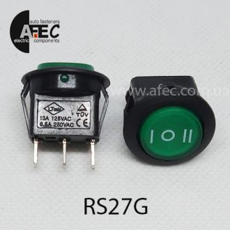 Автомобільний перемикач 35A 12V 3к під отвір 20мм RS-123-8C зелений Автомобільний перемикач 35A 12V 3к під отвір 20мм RS-123-8C зелений