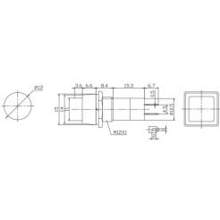 Автомобильная кнопка с фиксацией 12V 2к под отверстие 12мм PBS-12A желтая