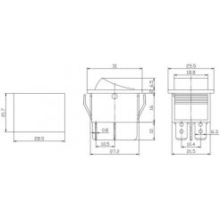 Автомобильный переключатель 35А 12V 4к под отверстие 22*28мм RS-201-1C