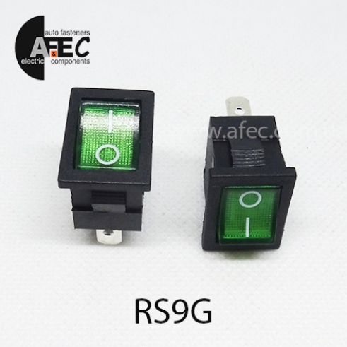 Автомобильный переключатель с подсветкой 15А 12V 3к под отверстие 13*20мм MIRS-101(A)-2 зеленый