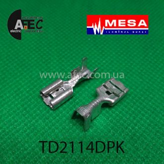 Клемма гнездовая (мама) серии 6,3мм под кабель 1-2,5мм с фиксатором облуженная "MESA" Клемма гнездовая (мама) серии 6,3мм под кабель 1-2,5мм с фиксатором облуженная "MESA"