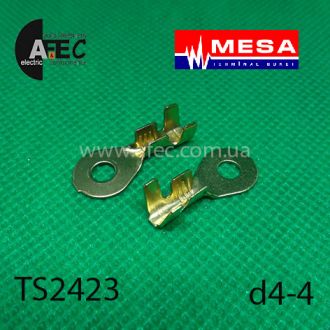 Клемма кольцевая d4,2мм (0,6мм) под кабель 2,5-4мм Клемма кольцевая d4,2мм (0,6мм) под кабель 2,5-4мм