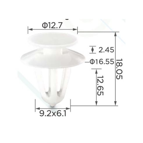 Клипса крепления обшивки 2345957, 90321122, 90244506 — для Buick, Cadillac, Chevrolet, Dacia, Daewoo, Ford, GM, GMC, Hummer, Isuzu, Oldsmobile, Mercedes-Benz, Opel, Pontiac, Renault, Saturn, ZAZ